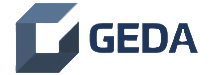 Enisca Browne - GEDA logo with a blue geometric square shape and the word 